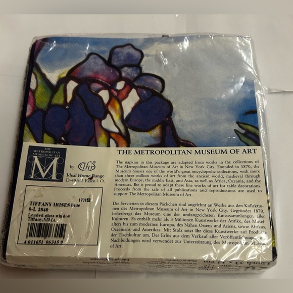 New 20 Paper Napkins Tiffany Museum MOMA 6 1/2” x 6 1/2” made in Germany - Picture 13 of 16